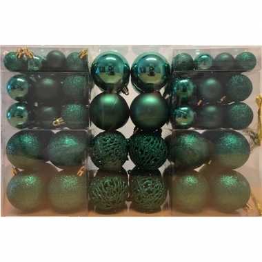 100x kunststof kerstballen emerald groen 3, 4 en 6 cm