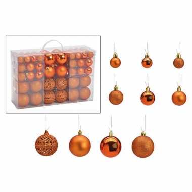 100x kunststof kerstballen koper 3, 4 en 6 cm