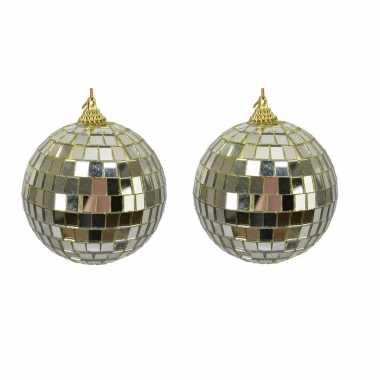 10x gouden disco spiegelballen kerstballen 8 cm