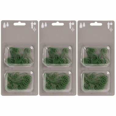 120x kerstballen ophang haakjes groen