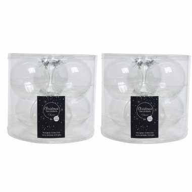 12x transparante kerstversiering kerstballen glas 8 cm
