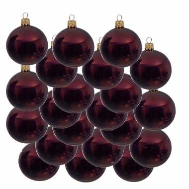 18x donkerrode kerstballen 8 cm glanzende glas kerstversiering