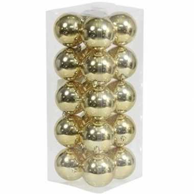 20x gouden kerstballen 8 cm glanzende kunststof/plastic kerstversiering