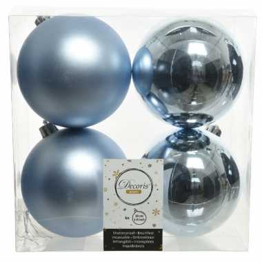 20x lichtblauwe kerstballen 10 cm kunststof mat/glans