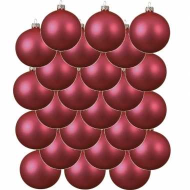 24x fuchsia roze kerstballen 8 cm matte glas kerstversiering