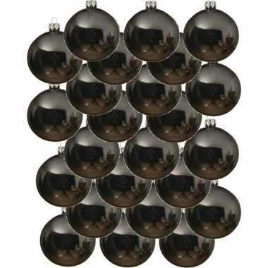 24x grijsblauwe kerstballen 8 cm glanzende glas kerstversiering