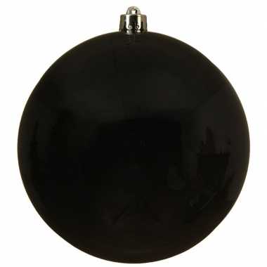 2x grote zwarte kerstballen van 14 cm glans van kunststof