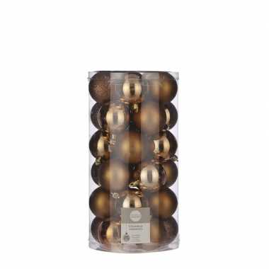 30x kunststof kerstballen licht koper 6 cm