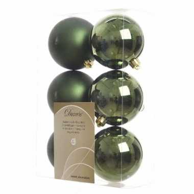 36x donkergroene kerstballen 8 cm glanzende/matte kunststof/plastic kerstversiering