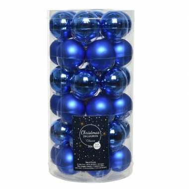 36x kobalt blauwe kleine glazen kerstballen 4 cm mat en glans