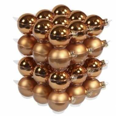 36x koperen kerstballen 6 cm glas kerstversiering