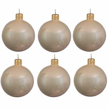 36x licht parel/champagne kerstballen 6 cm glanzende glas kerstversiering