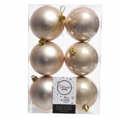 36x licht parel/champagne kerstballen 8 cm glanzende/matte kunststof/plastic kerstversiering