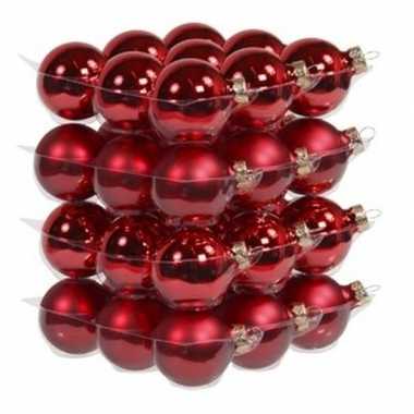 36x rode kerstballen 4 cm glas kerstversiering