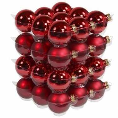 36x rode kerstballen 6 cm glas kerstversiering