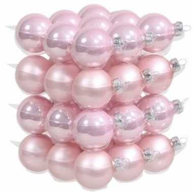 36x roze kerstballen 4 cm glas kerstversiering