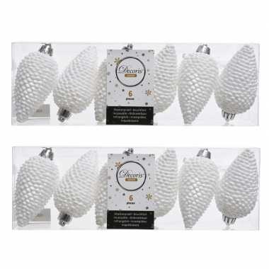 36x winter witte kerstballen 8 cm glitter kunststof/plastic kerstversiering