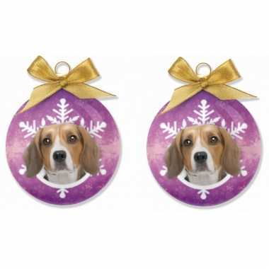 3x stuks dieren kerstballen beagle honden 8 cm
