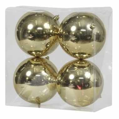 4x gouden kerstballen 12 cm glanzende kunststof/plastic kerstversiering