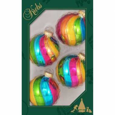 4x luxe gekleurde glazen kerstballen 7 cm kerstboomversiering