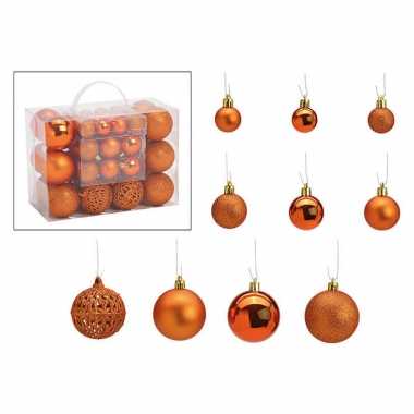 50x kunststof kerstballen koper 3, 4 en 6 cm