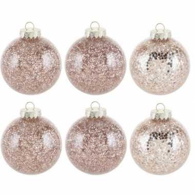 6x gouden kerstballen 8 cm kunststof kerstversiering