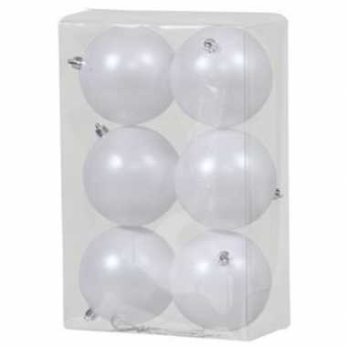 6x witte kerstballen 10 cm matte kunststof/plastic kerstversiering