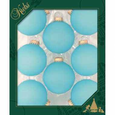 8x spa frost blauwe glazen kerstballen mat 7 cm kerstboomversiering