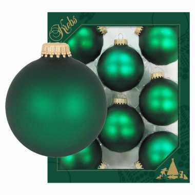 8x velvet groene glazen kerstballen mat 7 cm kerstboomversiering