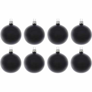 8x zwarte kerstballen 10 cm matte glas kerstversiering