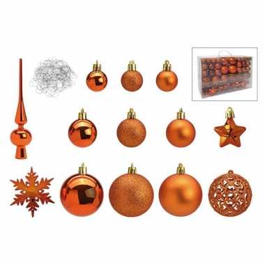 Compleet kerstversiering/kerstballen pakket 101-delig koper