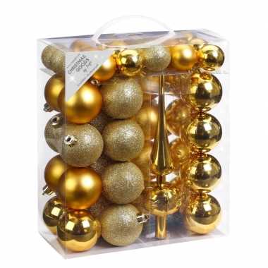 Kerstballenset goud 47-delig met piek en kerstballen