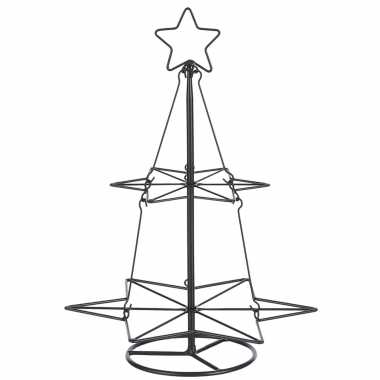 Metalen decoratie kerstboom zwart 40 cm kerstballen standaard/rekje