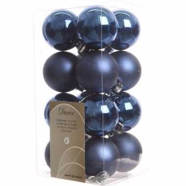 Mystic christmas blauwe kerstversiering kleine kerstballen pakket 16