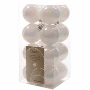 Nature christmas witte kerstversiering kleine kerstballen pakket 16 s