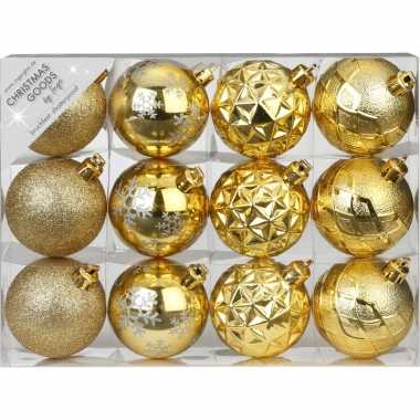 Set van 24x luxe gouden kerstballen 6 cm kunststof mat/glans