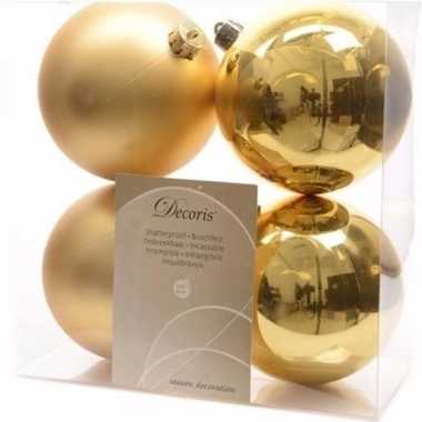 Sweet christmas gouden kerstversiering kerstballen pakket 4 stuks