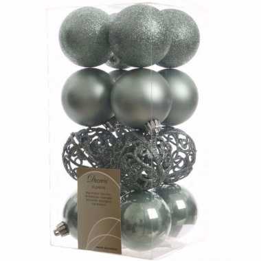 Sweet christmas mintgroene kerstversiering kerstballen pakket 16 stuk