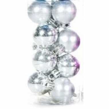 Zilveren mini kerstballen 12 stuks