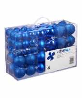 100x blauwe kunststof kerstballen 3 4 en 6 cm glitter mat glans