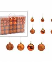 100x kunststof kerstballen koper 3 4 en 6 cm