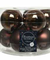 10x donkerbruine glazen kerstballen 6 cm glans en mat