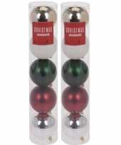 10x klassieke kerstballen 10 cm en kerstslinger folieslinger matte glanzende glitters plastic kerstversiering