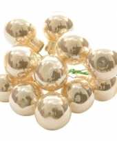 10x parel mini kerstballen kerststukje stekers 2 cm glans