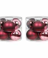 12x berry kiss mix roze rode glazen kerstballen 10 cm glans en mat