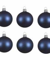 12x donkerblauwe kerstballen 8 cm matte glas kerstversiering