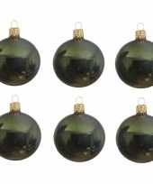 12x donkergroene kerstballen 8 cm glanzende glas kerstversiering