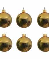 12x gouden kerstballen 8 cm glanzende glas kerstversiering