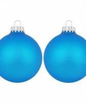 12x intens blauwe glazen kerstballen mat 7 cm kerstboomversiering