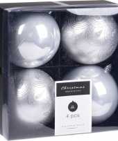 12x kerstboomversiering luxe kunststof kerstballen zilver 10 cm